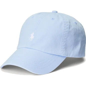 Hellblaue verstellbare Curved Cap mit weißem Logo Cotton Chino Classic Sport von Polo Ralph Lauren