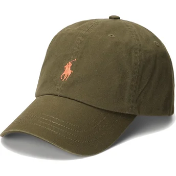 Grüne verstellbare Curved Cap mit orangefarbenem Logo Cotton Chino Classic Sport von Polo Ralph Lauren