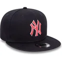 cepur-plakana-tumsi-zils-snapback-9fifty-outline-no-new-york-yankees-mlb-no-new-era