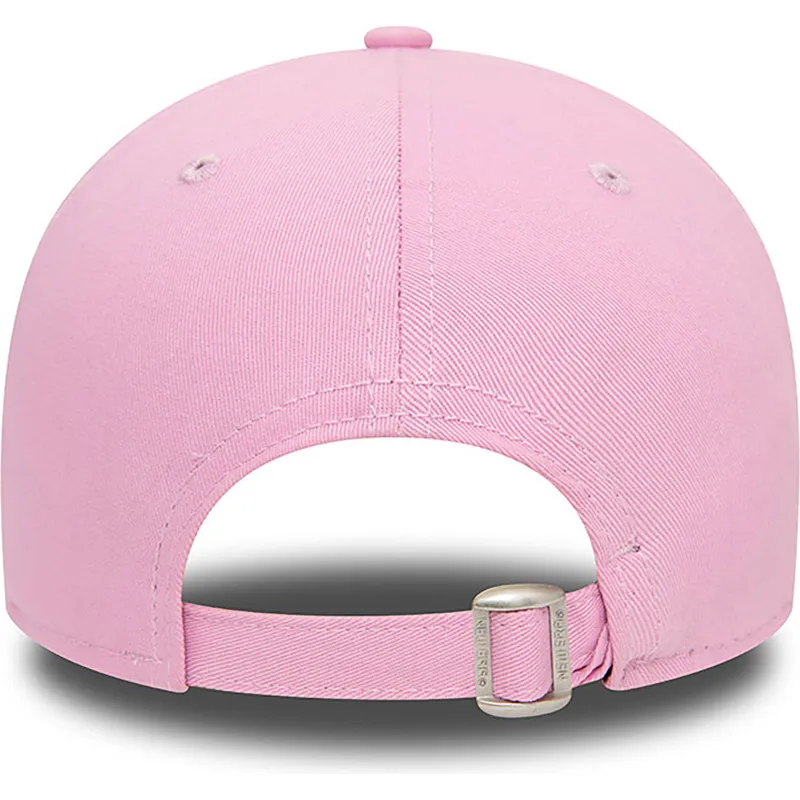 rosa-verstellbare-9forty-league-essential-cap-mit-gebogenem-schirm-und-rosa-new-york-yankees-mlb-logo-von-new-era