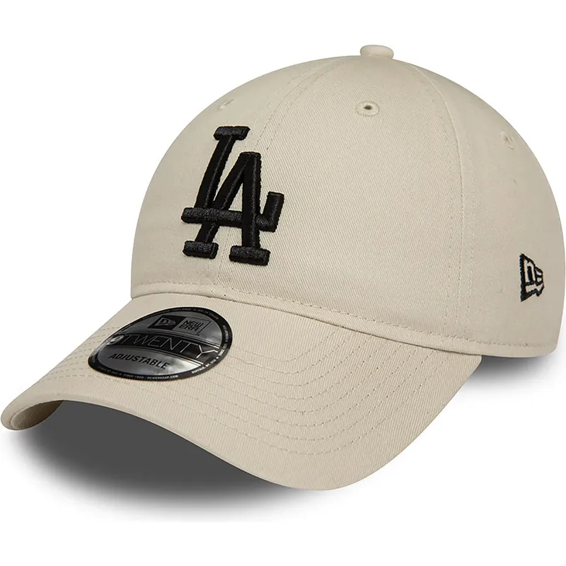 gorra-curva-beige-ajustable-con-logo-negro-9twenty-league-essential-de-los-angeles-dodgers-mlb-de-new-era
