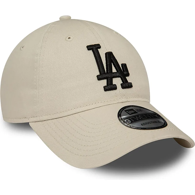 gorra-curva-beige-ajustable-con-logo-negro-9twenty-league-essential-de-los-angeles-dodgers-mlb-de-new-era