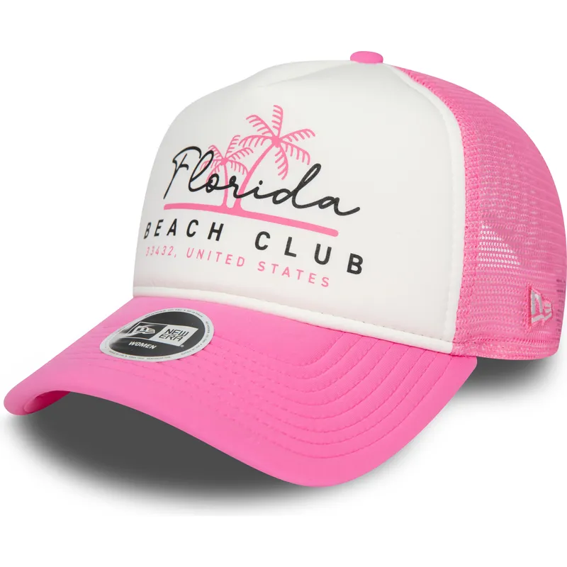 cepur-izliekta-truckeris-roza-snapback-a-frame-foam-front-no-florida-beach-club-no-new-era