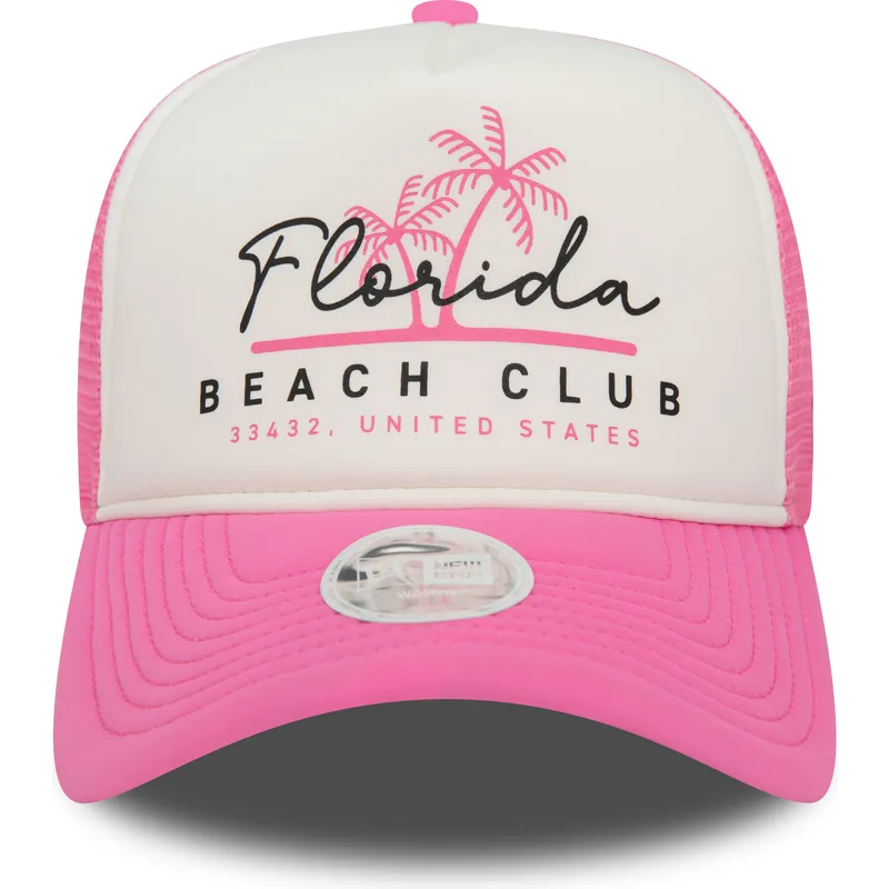 cepur-izliekta-truckeris-roza-snapback-a-frame-foam-front-no-florida-beach-club-no-new-era