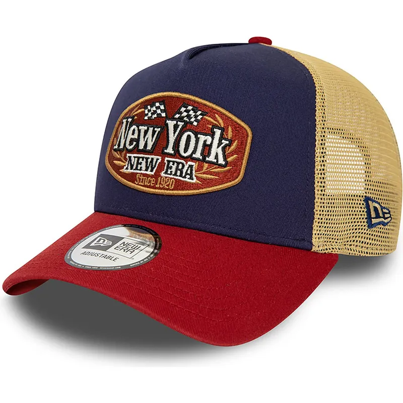 cepur-izliekta-truckeris-daudzkrasains-snapback-a-frame-patch-new-york-no-new-era
