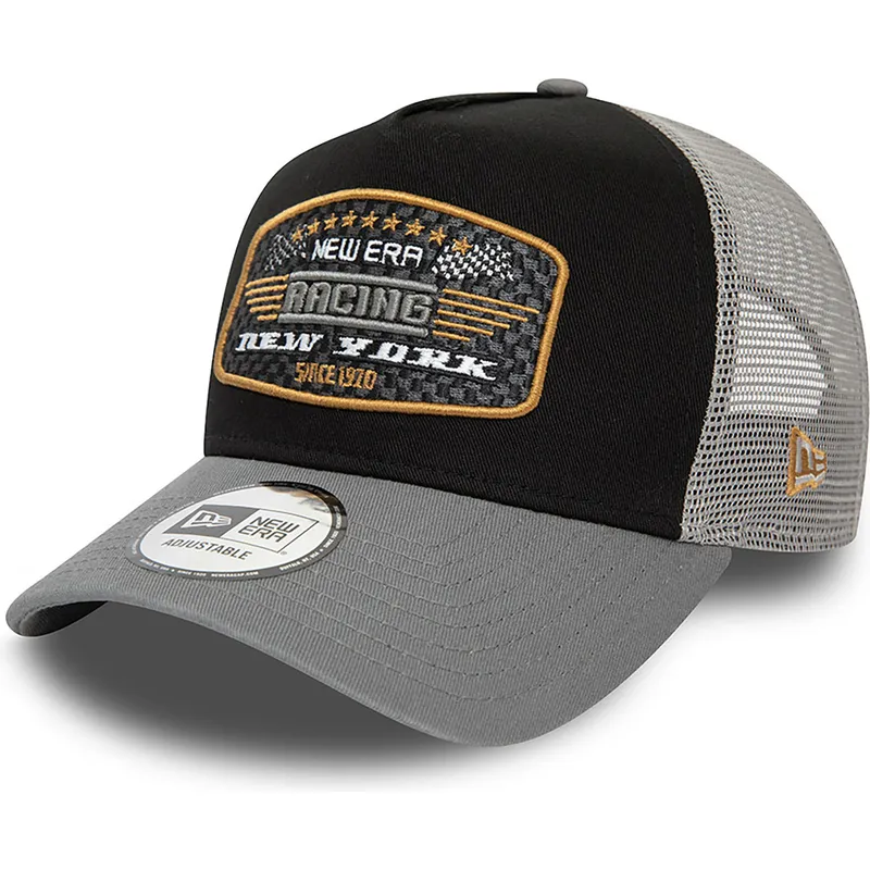 cepur-izliekta-truckeris-melns-snapback-a-frame-patch-new-york-racing-no-new-era