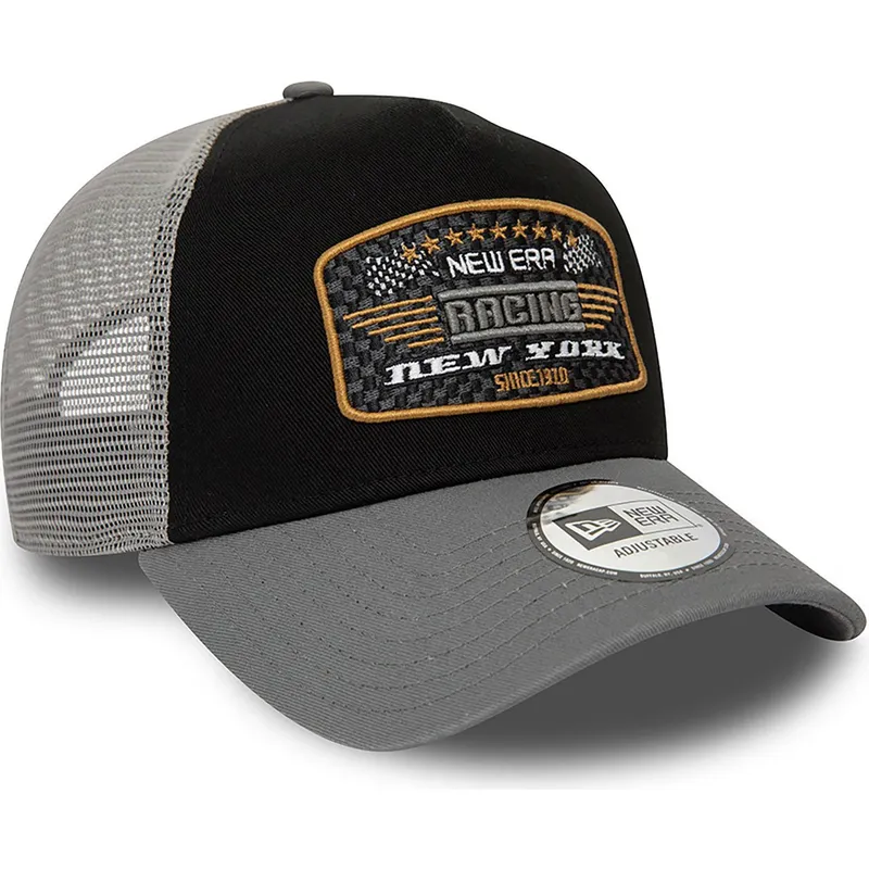 cepur-izliekta-truckeris-melns-snapback-a-frame-patch-new-york-racing-no-new-era