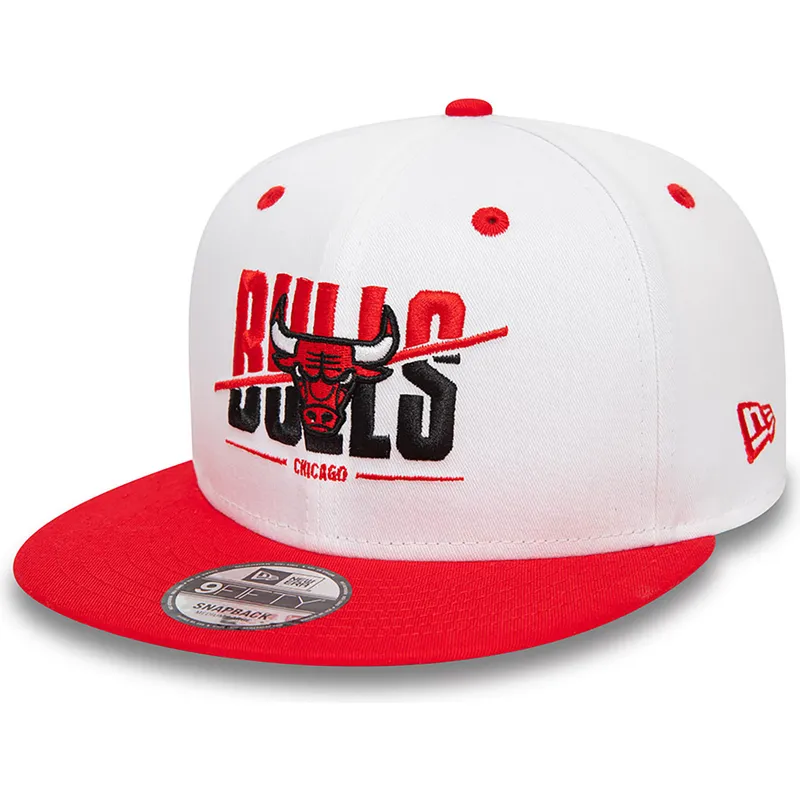 cepur-plakana-sarkans-snapback-9fifty-white-crown-no-chicago-bulls-nba-no-new-era