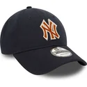 new-era-9twenty-verstellbare-marineblaue-kappe-mit-braunem-logo-boucle-der-new-york-yankees-mlb