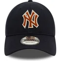 new-era-9twenty-verstellbare-marineblaue-kappe-mit-braunem-logo-boucle-der-new-york-yankees-mlb