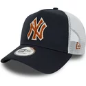 new-era-brown-logo-a-frame-boucle-new-york-yankees-mlb-navy-blue-and-white-trucker-hat