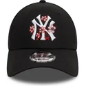 cepur-izliekta-melns-regulejams-9forty-flower-icon-no-new-york-yankees-mlb-no-new-era
