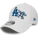 9forty-new-era-los-angeles-dodgers-mlb-verstellbare-weisse-kappe-mit-gebogenem-schirm-und-food-character