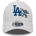 9forty-new-era-los-angeles-dodgers-mlb-verstellbare-weisse-kappe-mit-gebogenem-schirm-und-food-character