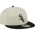chicago-white-sox-mlb-9fifty-retro-crown-denim-beige-und-schwarze-flache-kappe-von-new-era