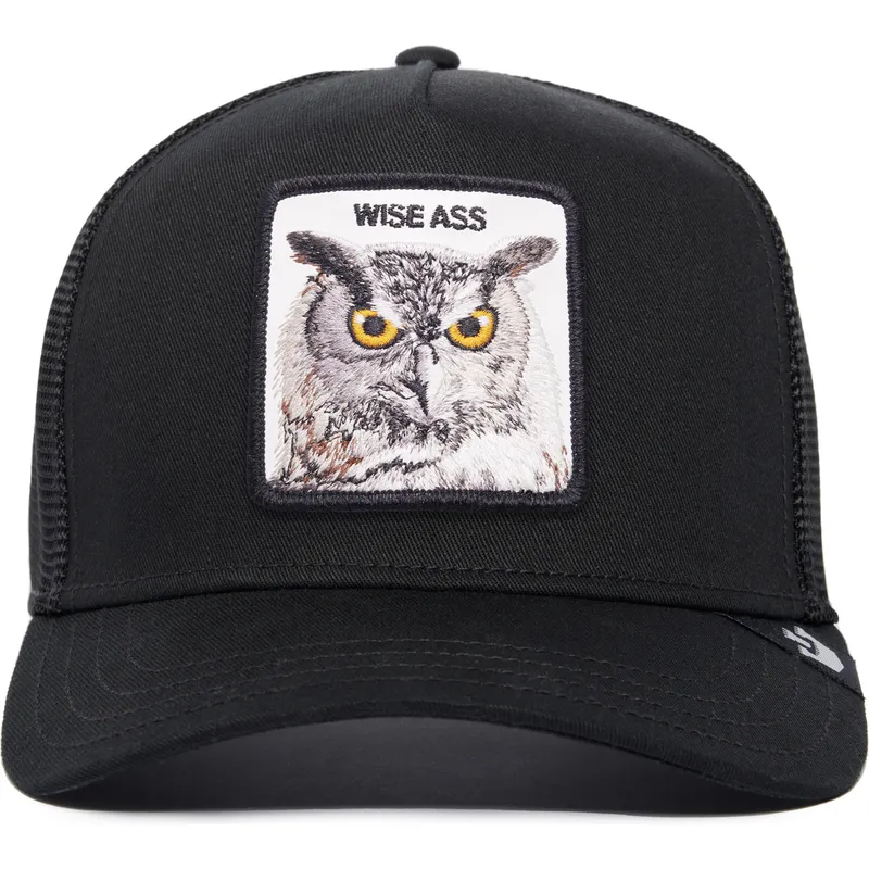 cepur-izliekta-truckeris-melns-snapback-wise-ass-owl-the-farm-premium-the-farm-no-goorin-bros