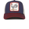 goorin-bros-snapback-cap-cock-all-american-rooster-100-the-farm-all-over-canvas-in-marineblau-beige-und-rot-mit-gebogenem-schirm