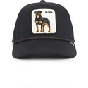 gorra-curva-negra-snapback-perro-rottweiler-alpha-dog-100-the-farm-all-over-canvas-de-goorin-bros