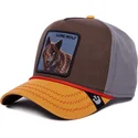 braune-graue-und-orangefarbene-curved-cap-snapback-wolf-lone-wolf-100-the-farm-all-over-canvas-von-goorin-bros