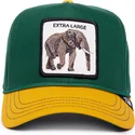 grune-und-gelbe-snapback-cap-mit-gebogenem-schirm-elefant-extra-large-100-the-farm-all-over-canvas-von-goorin-bros