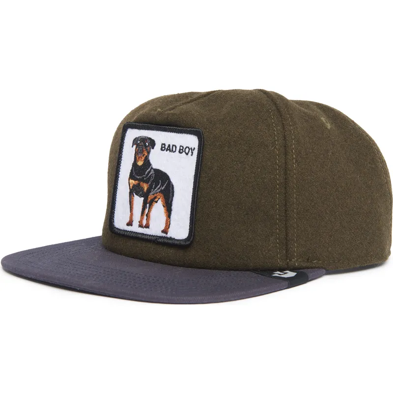 gron-och-bla-platt-keps-snapback-hund-rottweiler-bad-boy-top-dog-the-farm-flats-fran-goorin-bros