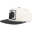 gorra-plana-blanca-y-negra-snapback-pantera-black-panther-stealth-explorer-the-farm-flats-de-goorin-bros