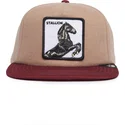 gorra-plana-marron-y-roja-snapback-caballo-stallion-free-rider-the-farm-flats-de-goorin-bros