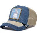 czapka-trucker-niebieska-i-bezowa-krolik-tricky-silky-rabbit-the-farm-silky-roots-goorin-bros