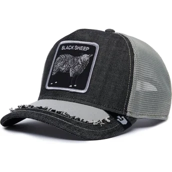 Casquette trucker noire et grise mouton Silky Sheep The Farm Silky Roots Goorin Bros.