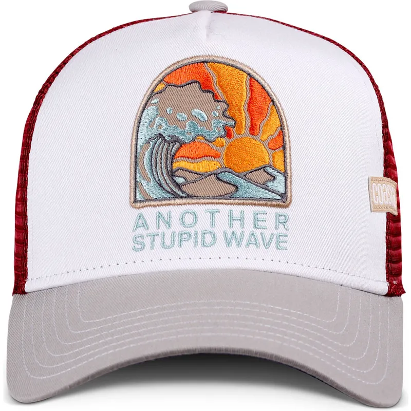 vit-rod-och-gra-trucker-keps-stupid-wave-hft-fran-coastal