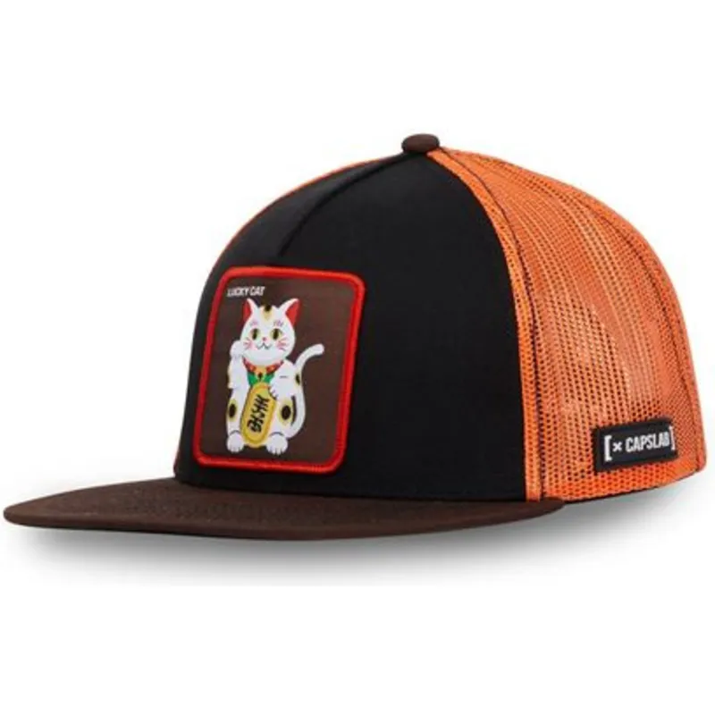 cepur-plakana-truckeris-melns-snapback-lucky-cat-luc-maneki-neko-no-capslab