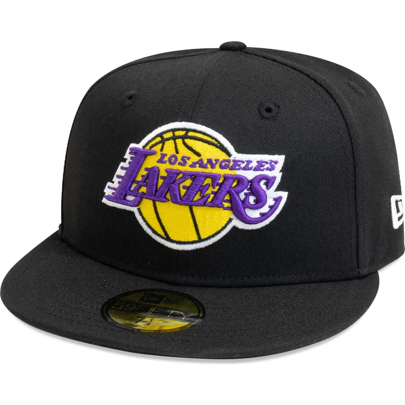 gorra-plana-negra-ajustada-59fifty-essential-de-los-angeles-lakers-nba-de-new-era