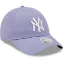 violette-verstellbare-curved-cap-fur-damen-9forty-league-essential-der-new-york-yankees-mlb-von-new-era