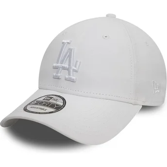 Vit justerbar kurvad keps med vit logotyp 9FORTY League Essential från Los Angeles Dodgers MLB av New Era