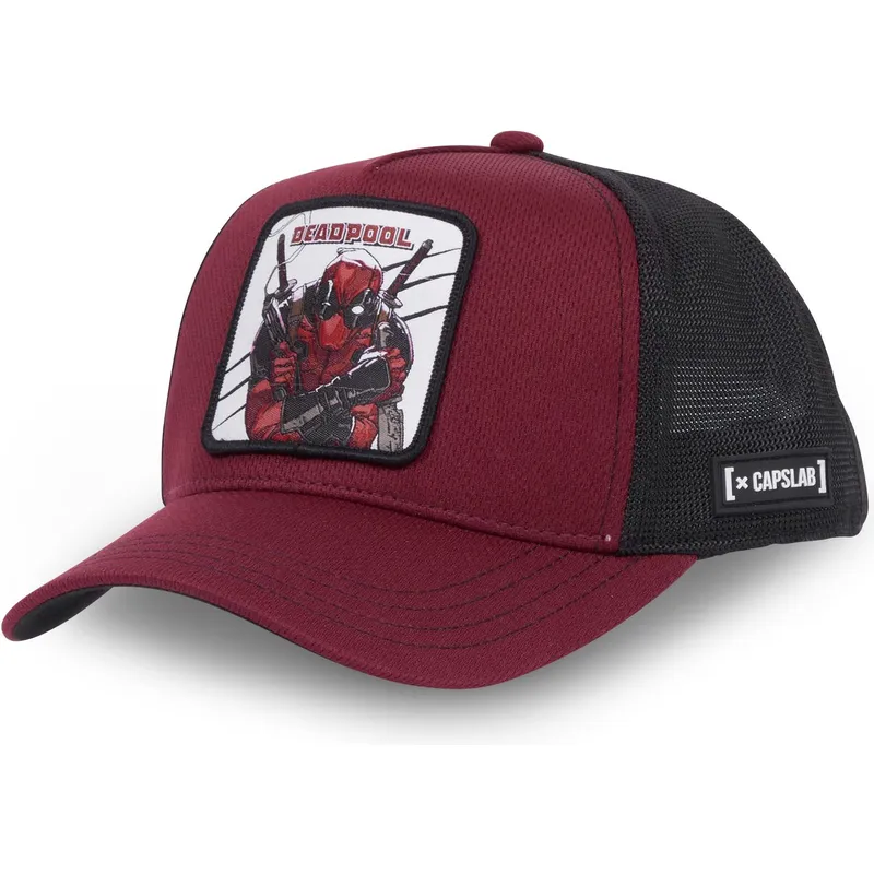 capslab-deadpool-bad1-marvel-comics-bordeaux-und-schwarze-trucker-cap