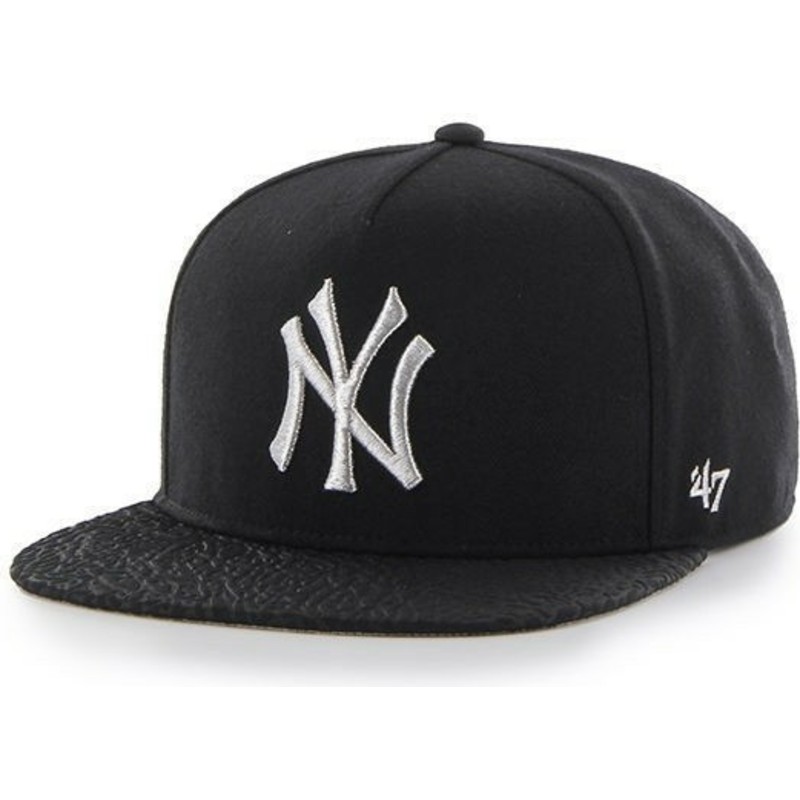 47-brand-flat-brim-grosses-logo-new-york-yankees-mlb-snapback-cap-schwarz-