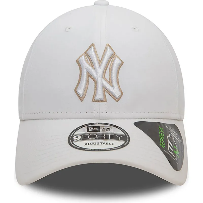 9forty-repreve-new-york-yankees-mlb-outline-verstellbare-weisse-kappe-mit-gebogenem-schirm-von-new-era