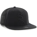 schwarze-snapback-cap-mit-flachem-schirm-und-schwarzem-chicago-white-sox-mlb-logo-von-47-brand-sure-shot
