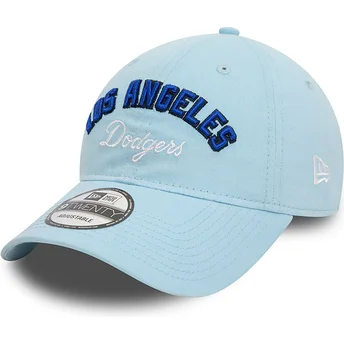 Verstellbare blaue 9TWENTY Kappe mit gebogenem Schirm und Los Angeles Dodgers MLB Wordmark von New Era