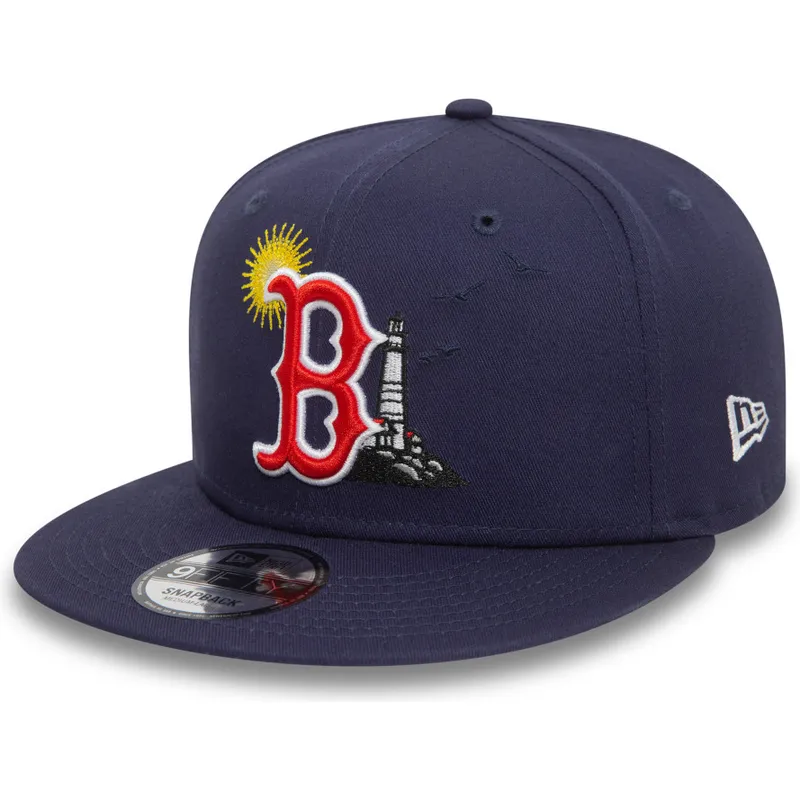 cepur-plakana-tumsi-zils-snapback-9fifty-summer-icon-no-boston-red-sox-mlb-no-new-era