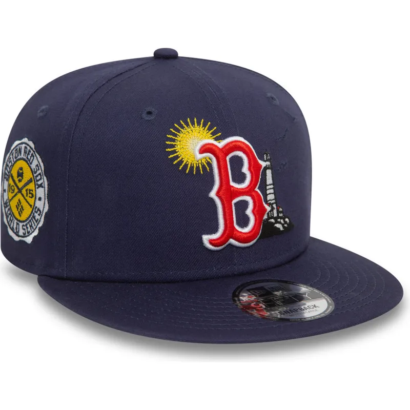 cepur-plakana-tumsi-zils-snapback-9fifty-summer-icon-no-boston-red-sox-mlb-no-new-era