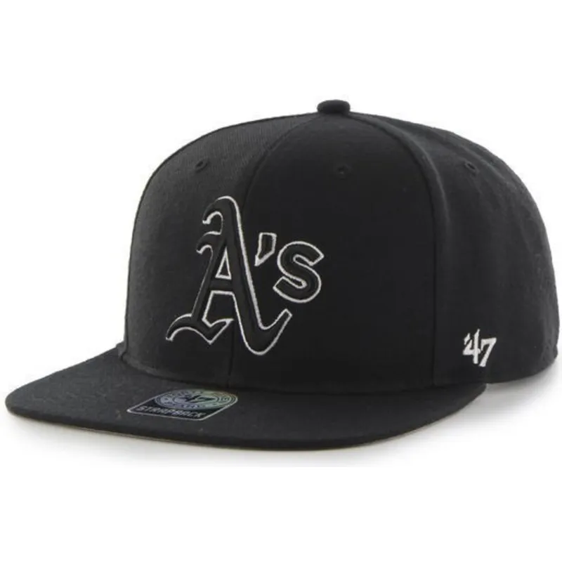 cepur-plakana-melns-snapback-no-oakland-athletics-mlb-no-47-brand