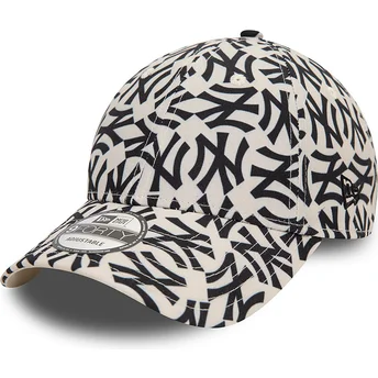 Casquette courbée beige et noire ajustable 9FORTY Monogram New York Yankees MLB New Era