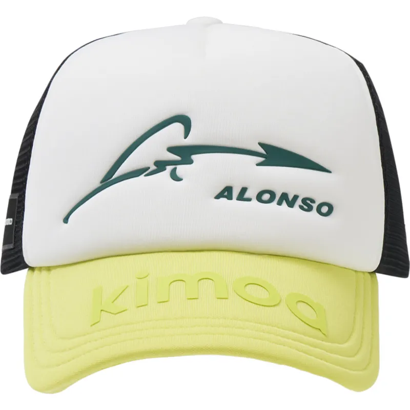 verstellbare-trucker-kappe-weiss-schwarz-und-gelb-aston-martin-f1-team-x-kimoa