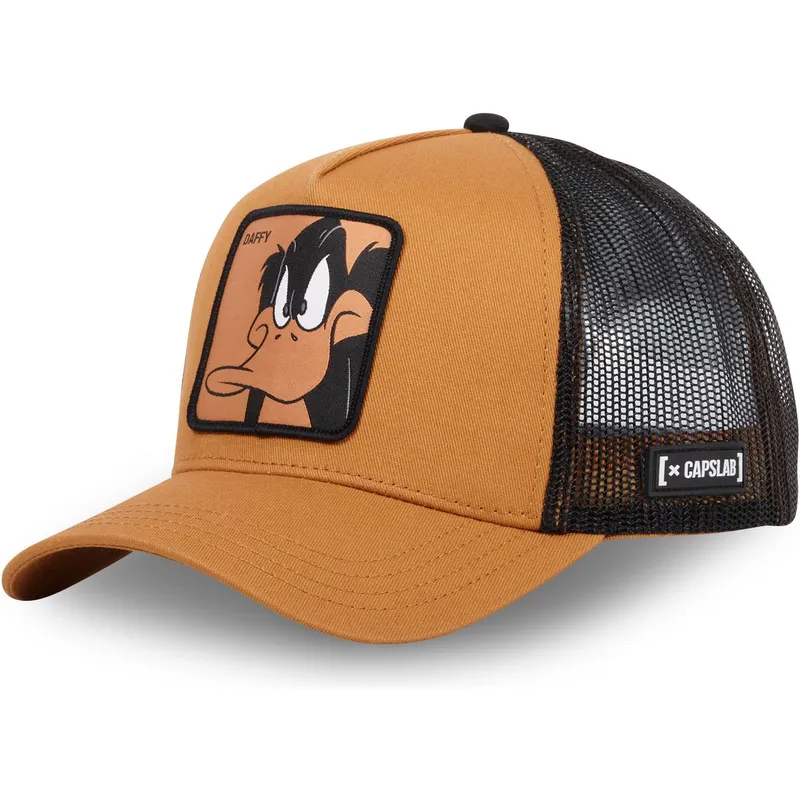 braune-und-schwarze-trucker-kappe-daffy-duck-daf1-ct-looney-tunes-von-capslab