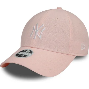 Cepur izliekta rozā regulējama lente 9FORTY Linen no New York Yankees MLB no New Era