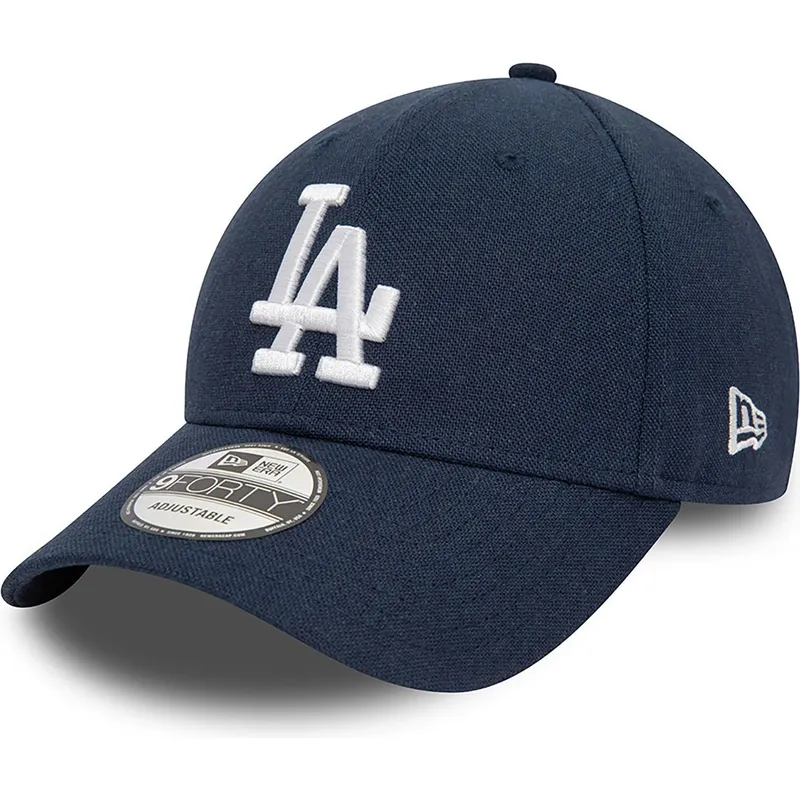 marineblaue-verstellbare-curved-cap-9forty-linen-der-los-angeles-dodgers-mlb-von-new-era