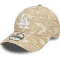 verstellbare-braune-9forty-kappe-mit-gebogenem-schirm-summer-all-over-print-los-angeles-dodgers-mlb-von-new-era