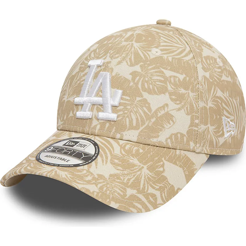 braune-verstellbare-curved-cap-9forty-summer-all-over-print-der-los-angeles-dodgers-mlb-von-new-era