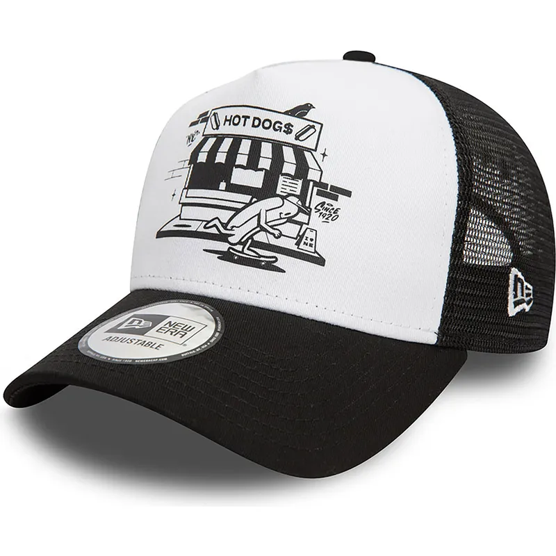 cepur-izliekta-truckeris-melns-snapback-a-frame-graphic-no-hot-dog-new-york-no-new-era